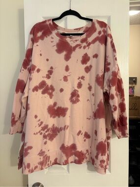Old Navy Pink and Rust Tie-Dye Crewneck Sweatshirt